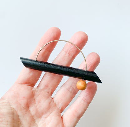 Aarikka Finland | Black Orange Orbit Brooch