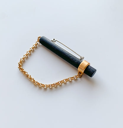 Aarikka Finland | Wooden black gold brooch