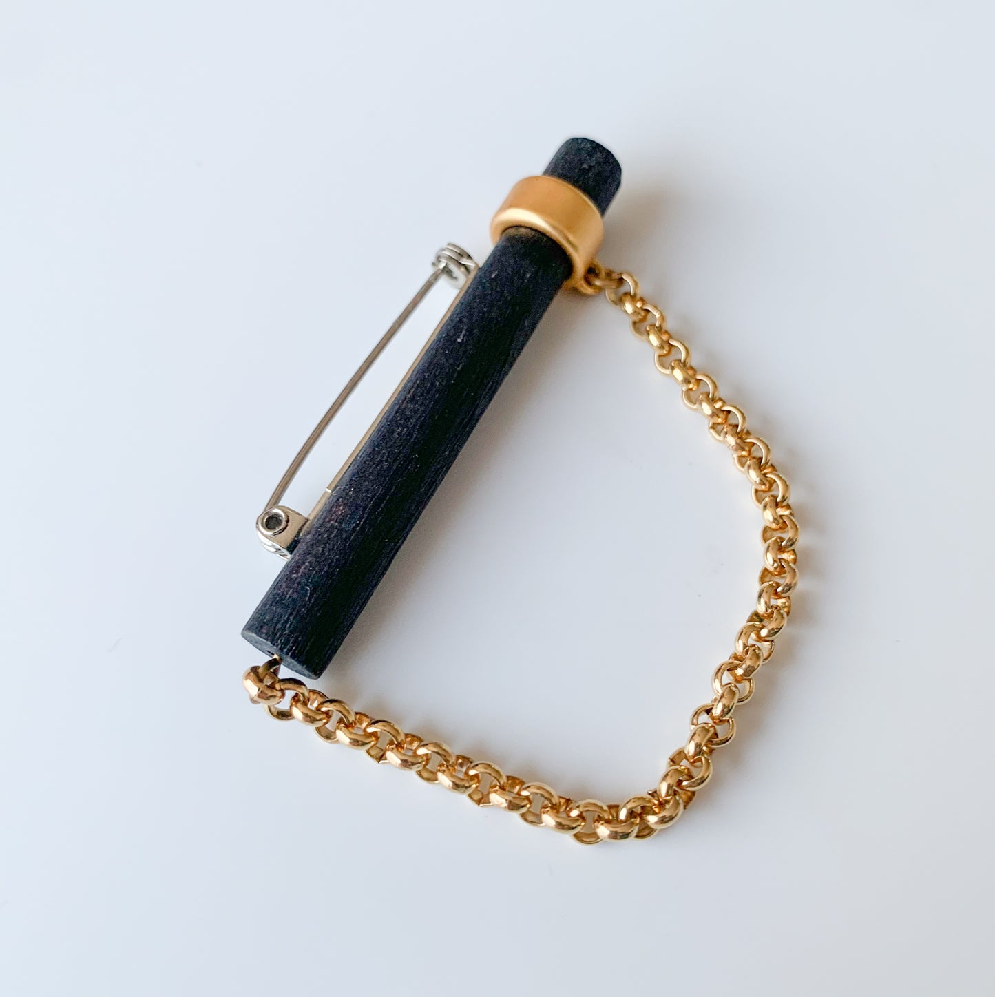 Aarikka Finland | Wooden black gold brooch