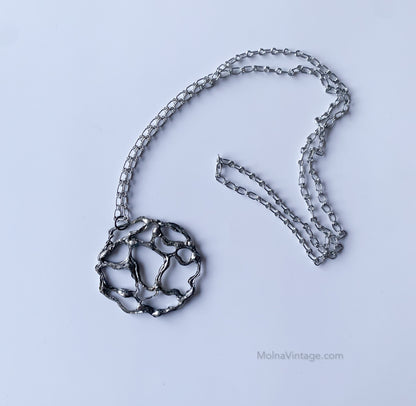 Space age pewter pendant necklace