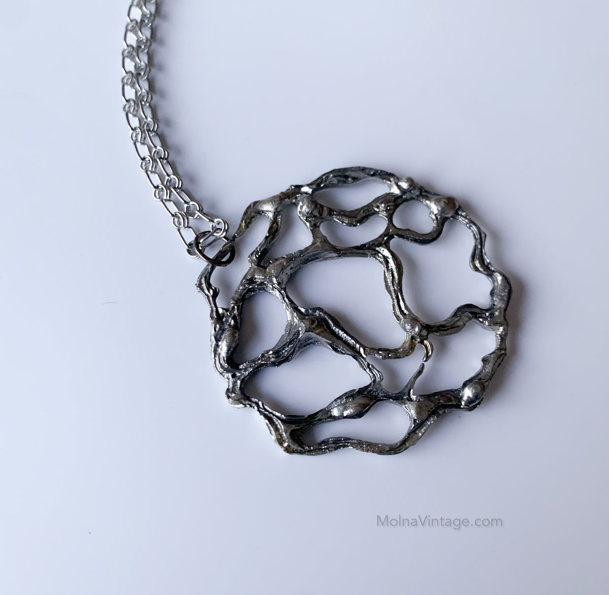 Space age pewter pendant necklace