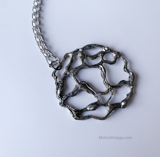 Space age pewter pendant necklace