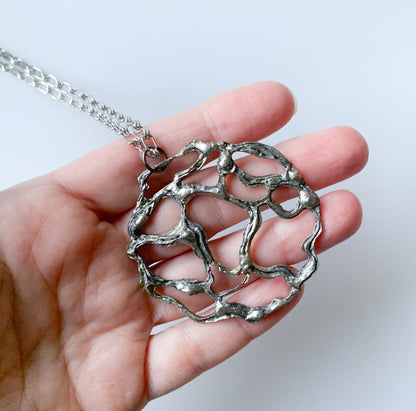 Space age pewter pendant necklace