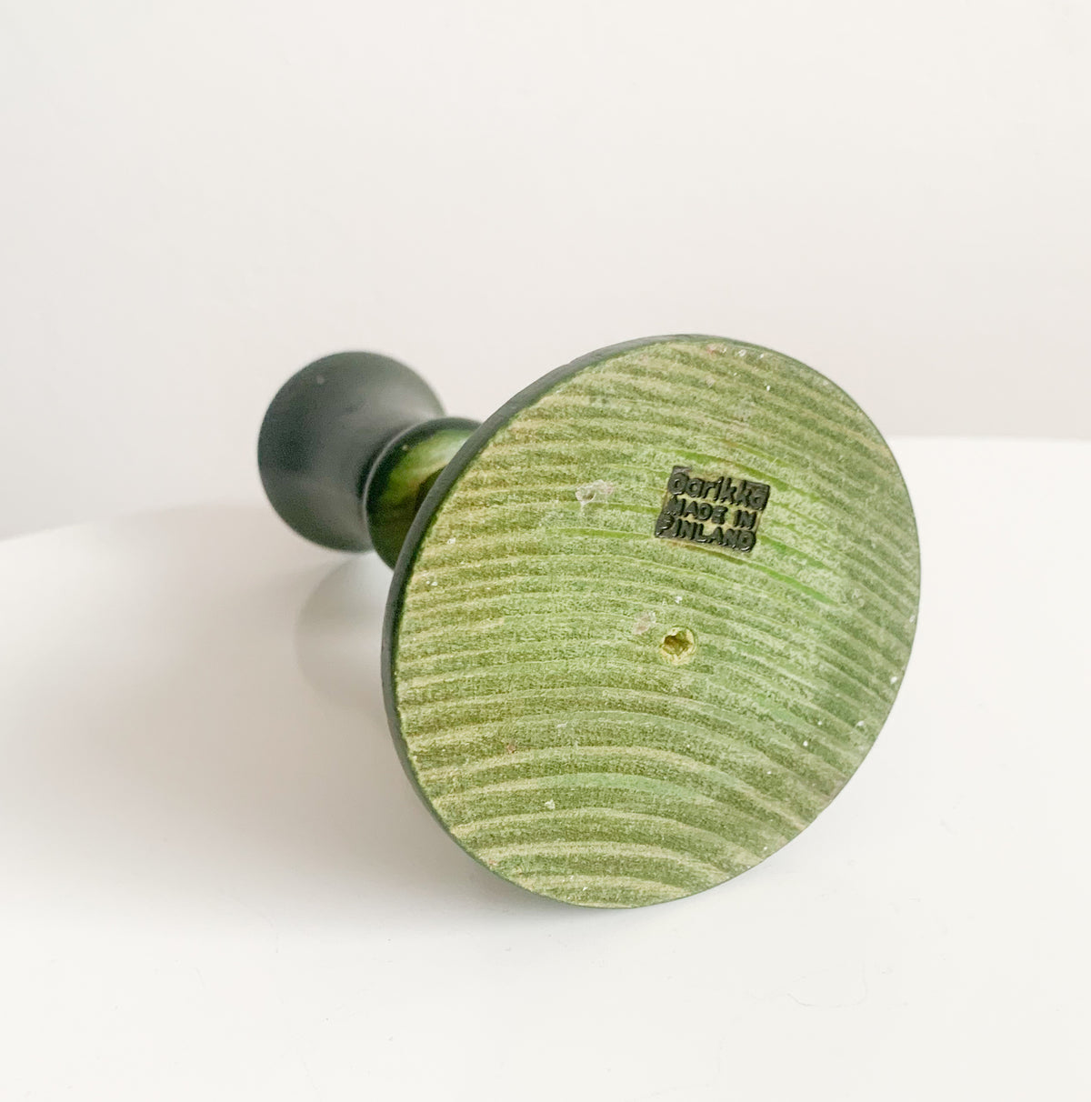 Green wooden сandle holder | Aarikka Finland