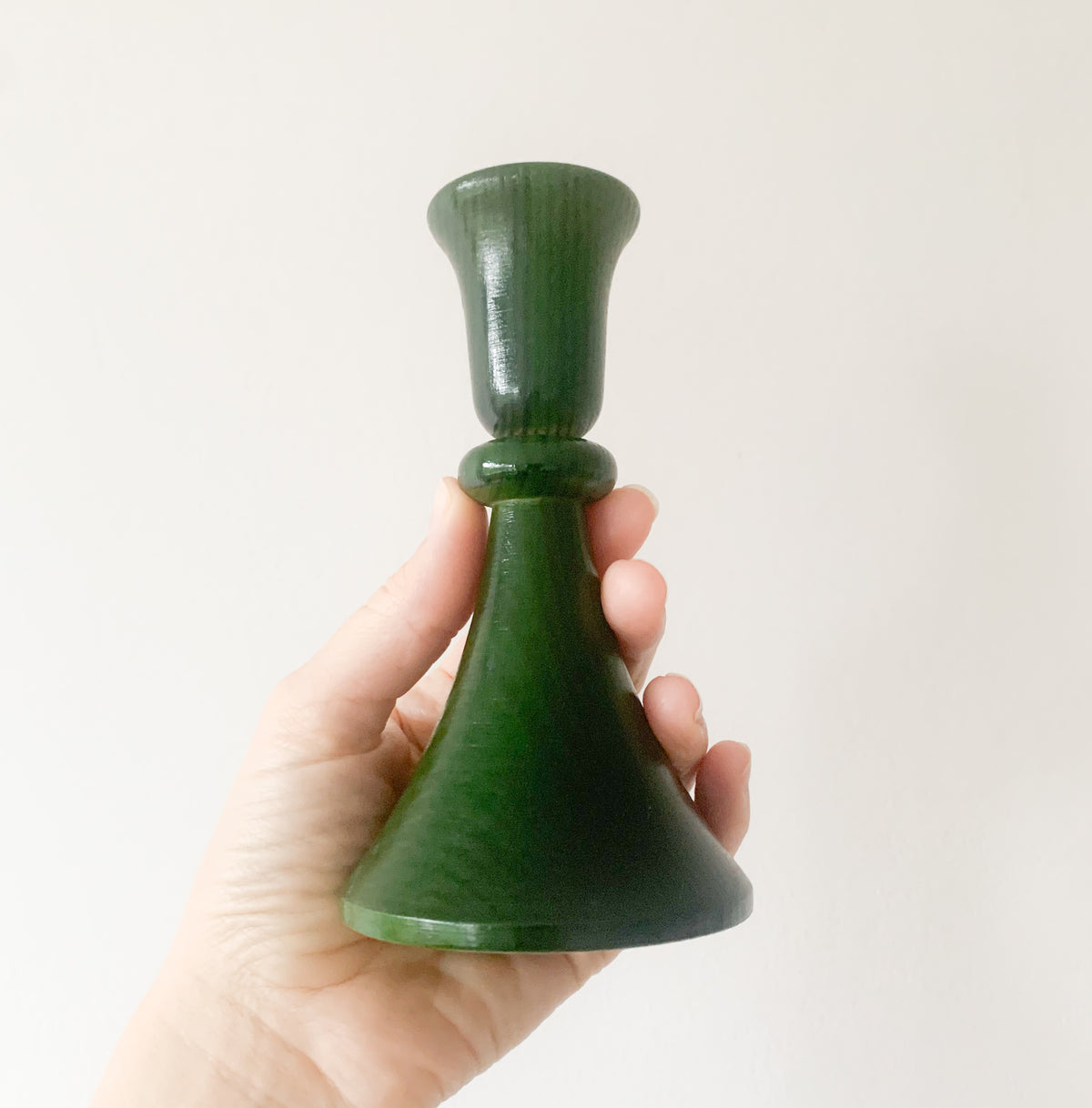 Green wooden сandle holder | Aarikka Finland