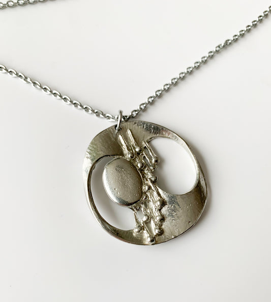 Brutalist Pendant | 1970s, silver-plated pewter