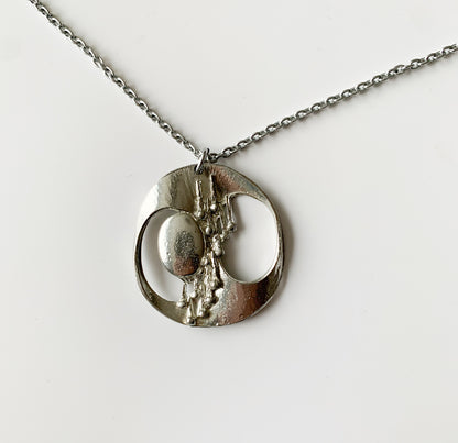Brutalist Pendant | 1970s, silver-plated pewter
