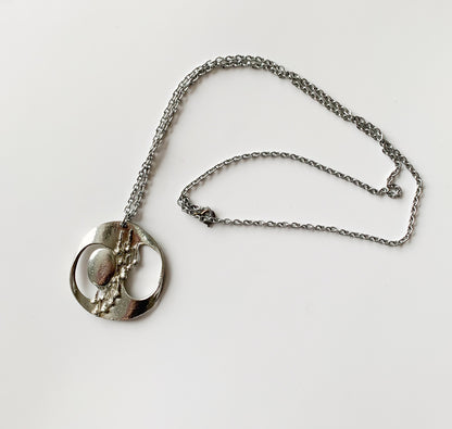 Brutalist Pendant | 1970s, silver-plated pewter