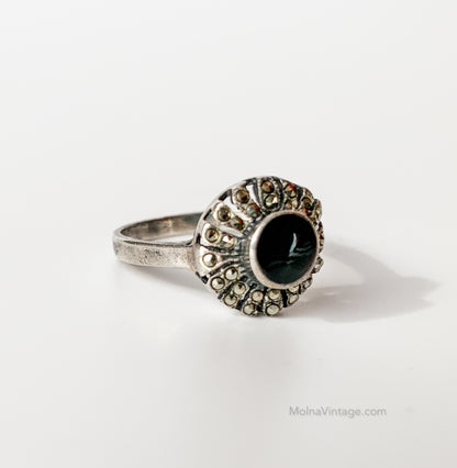 Silver ring with black onyx