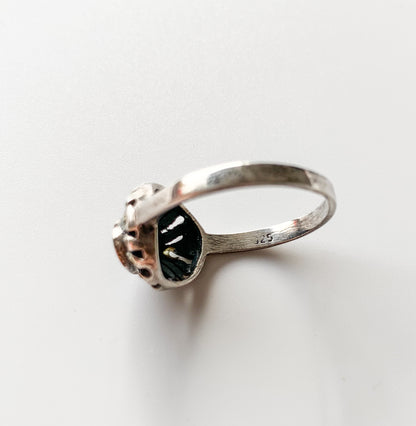 Silver ring with black onyx