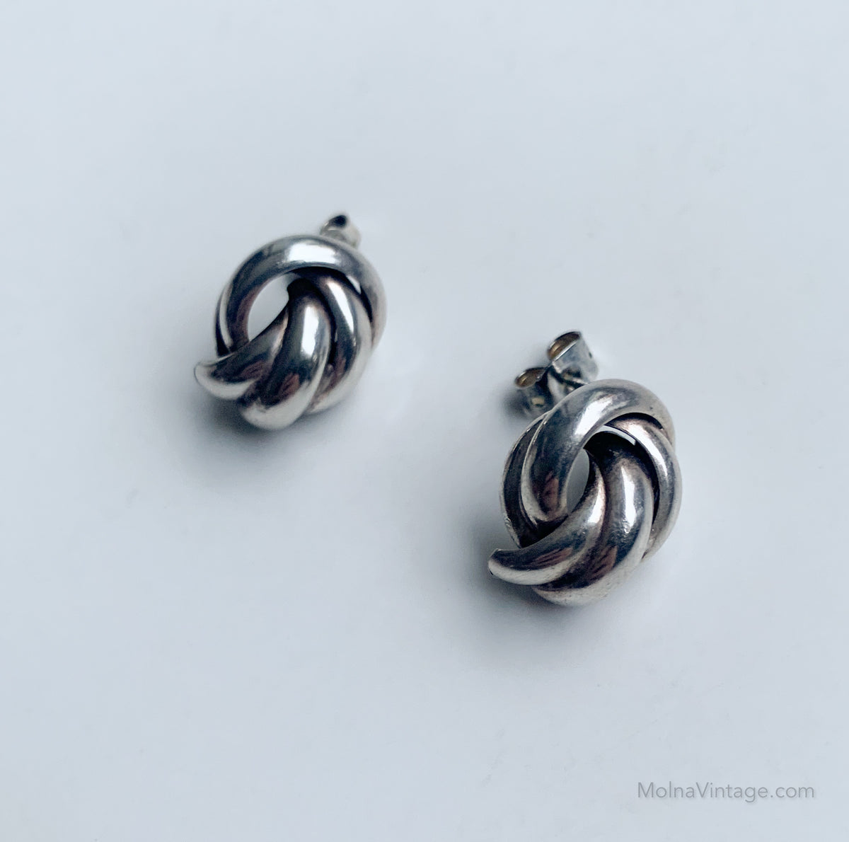 Silver love knot earrings