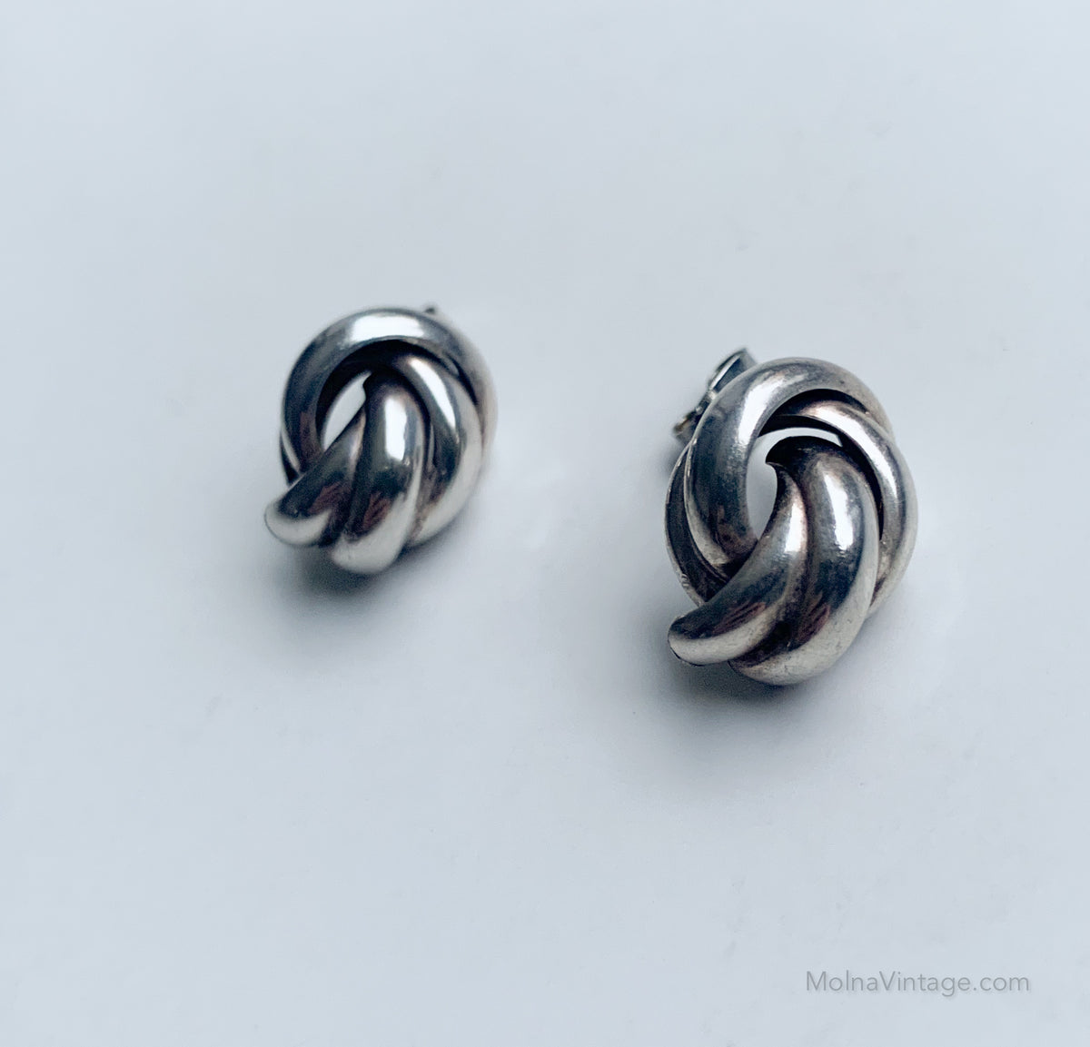 Silver love knot earrings