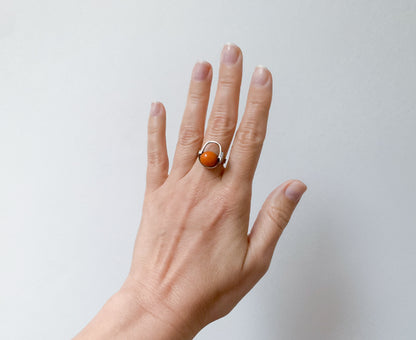 Danish Modernist silver and amber ring