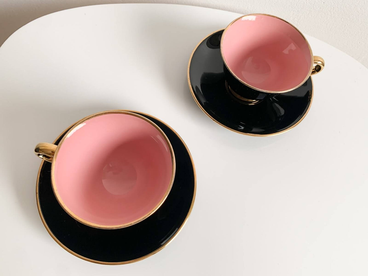 Cup and saucer Harlequin, Stavangerflint, blush pink