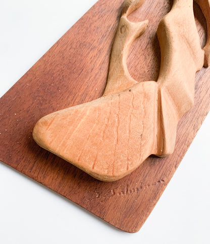 Finnish carved wood bird wall plaque
