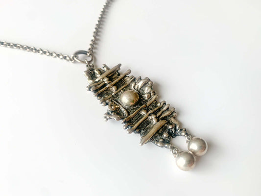 Pentti Sarpaneva, Brutalist large silver pendant Kaarna
