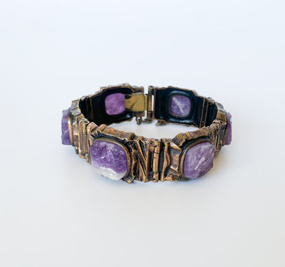 Pentti Sarpaneva Kelo Armband, Amethyst | Brutalistischer Schmuck