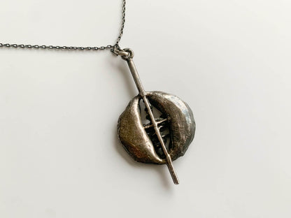 Brutalist silver-plated pewter pendant by Astri Holthe, Norway 1960s
