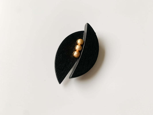 Aarikka Finland, Wooden black pea brooch