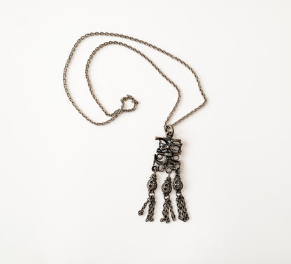 Modernist pewter pendant, hanging elements | Likely Norway