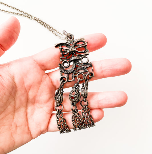 Modernist pewter pendant, hanging elements | Likely Norway