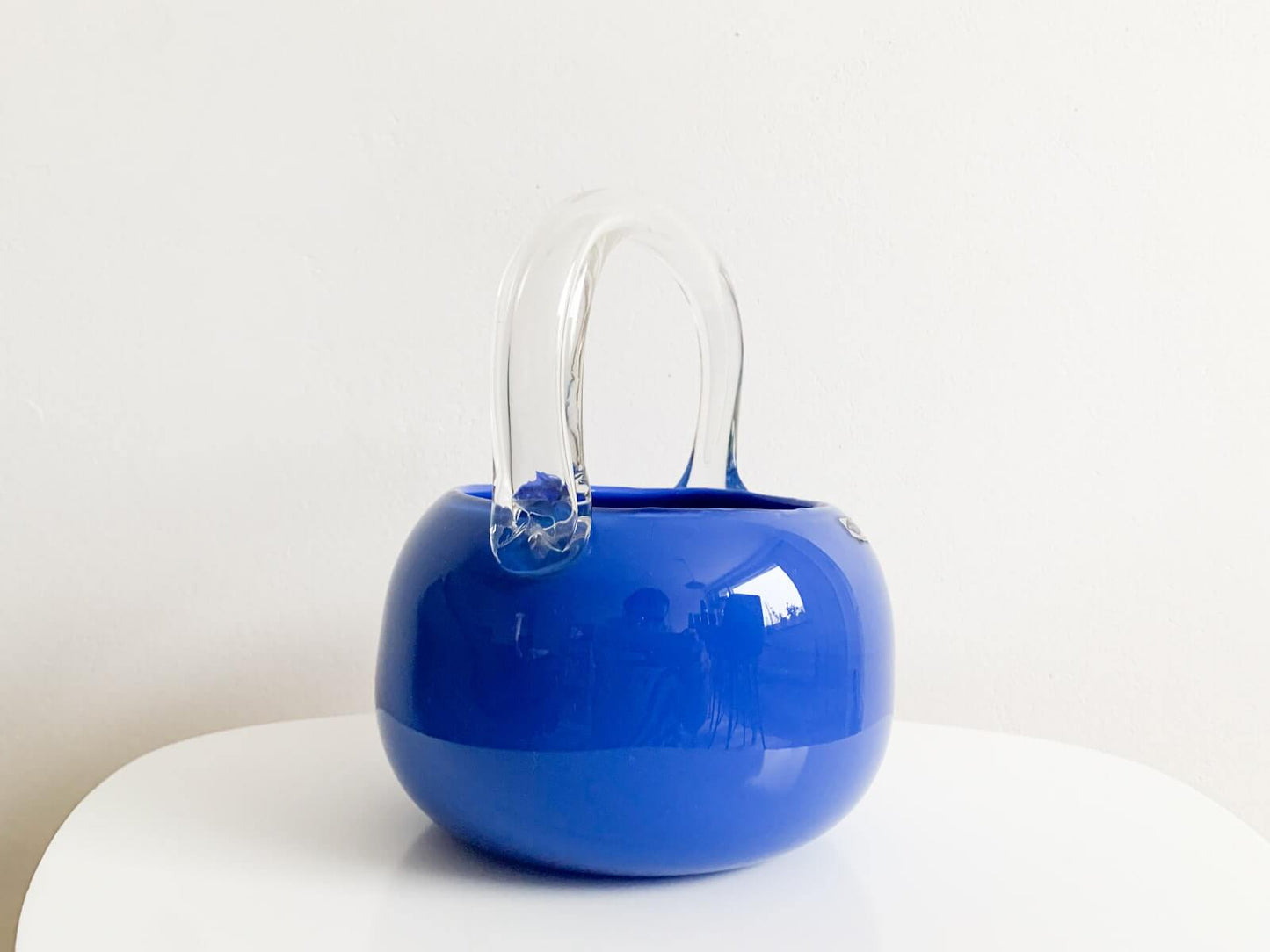 Nuutajarvi Rare Art Glass Basket, 1970s