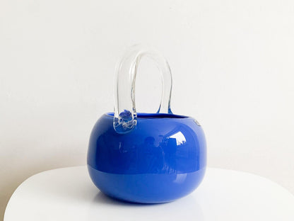 Nuutajarvi Rare Art Glass Basket, 1970s
