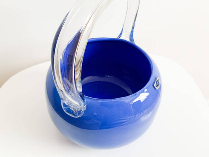 Nuutajarvi Rare Art Glass Basket, 1970s