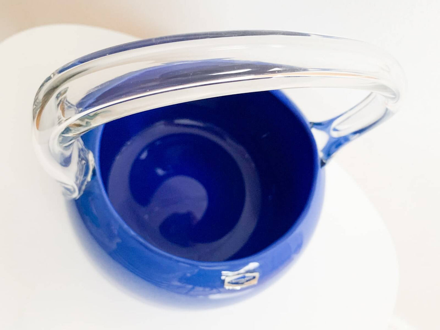Nuutajarvi Rare Art Glass Basket, 1970s