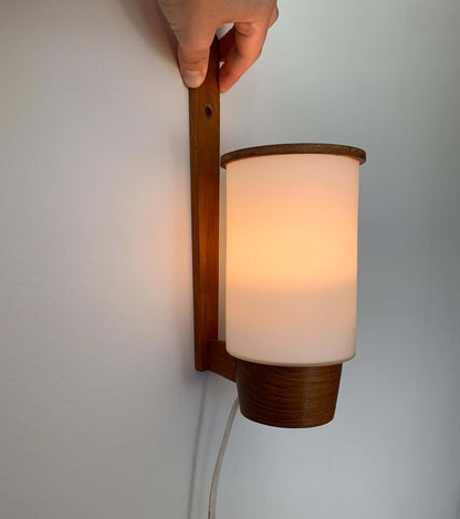 Rare Lival Oy wall teak lamp, Finland 1950s
