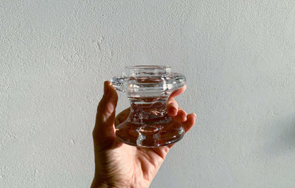 Vintage Iittala Timo Sarpaneva glass candle holder, Arkipelago seires with bubbles | Vintage Scandinavian glass