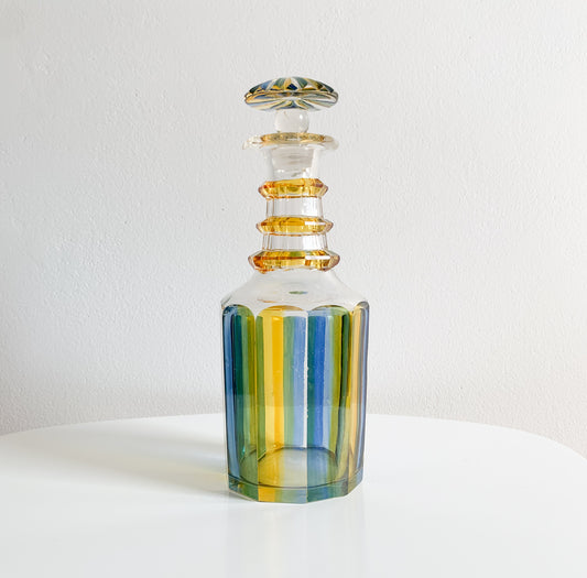 Hand cut crystal multicolored decanter