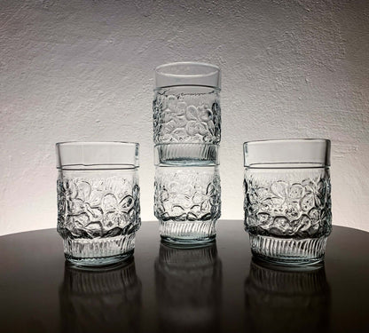 Vintage 4 Water Glasses Riihimaki Viola Series, 1970s Finland