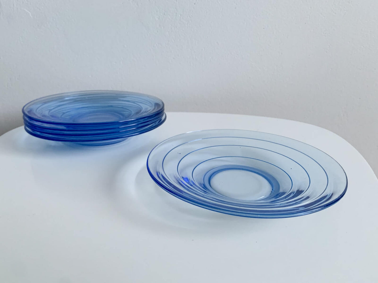 Azure Blue 5 dessert plates in style of Bölgeblick Aino Aalto