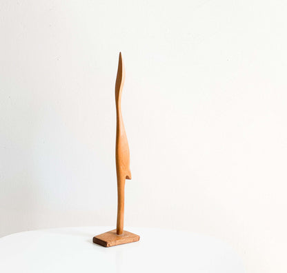 Hand-carved wooden crane sculpture | 1950s to 1960s