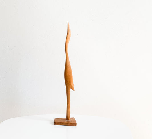 Hand-carved wooden crane sculpture | 1950s to 1960s