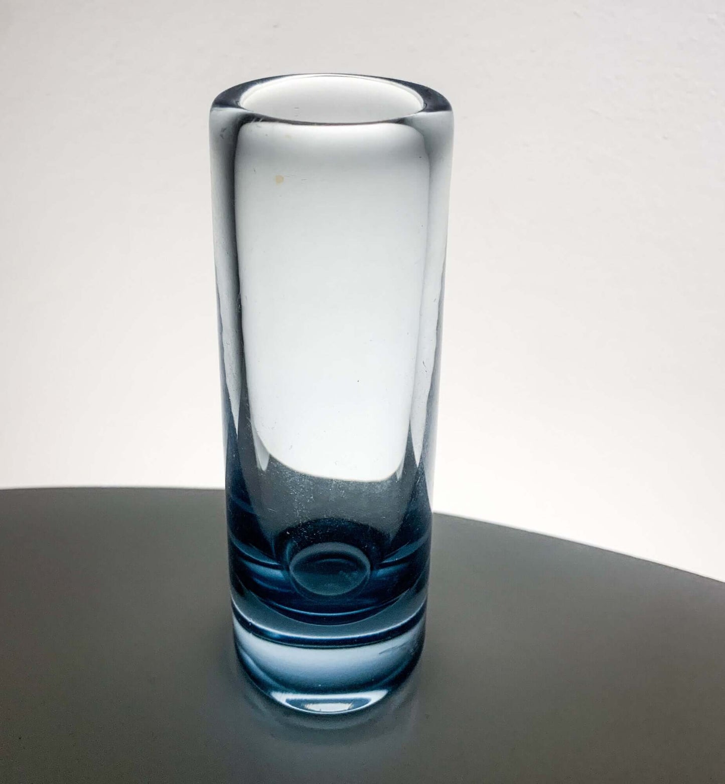Holmegaard Per Lutken, Art glass aqua blue vase Chimney, 1960s