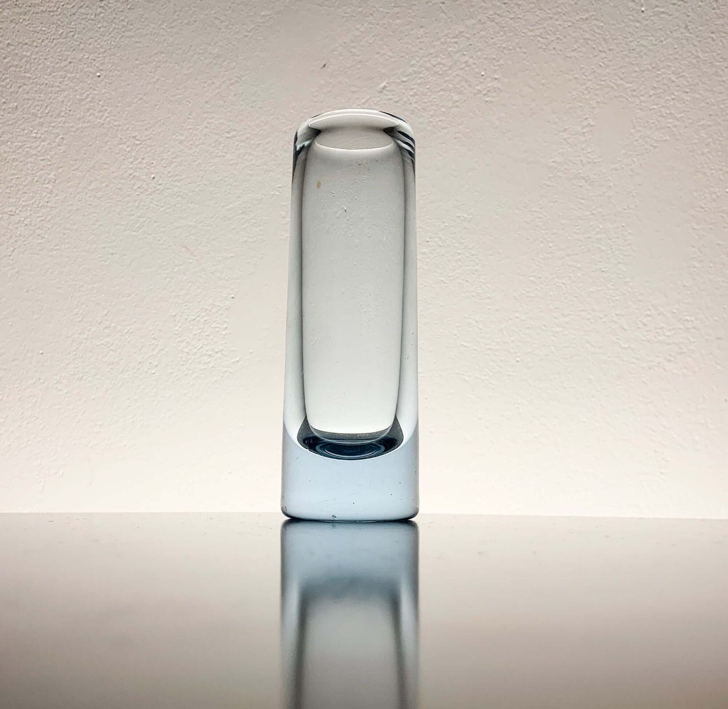 Holmegaard Per Lutken, Art glass aqua blue vase Chimney, 1960s