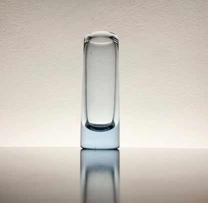 Holmegaard Per Lutken, Art glass aqua blue vase Chimney, 1960s