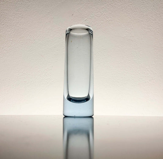 Holmegaard Per Lutken, Art glass aqua blue vase Chimney, 1960s