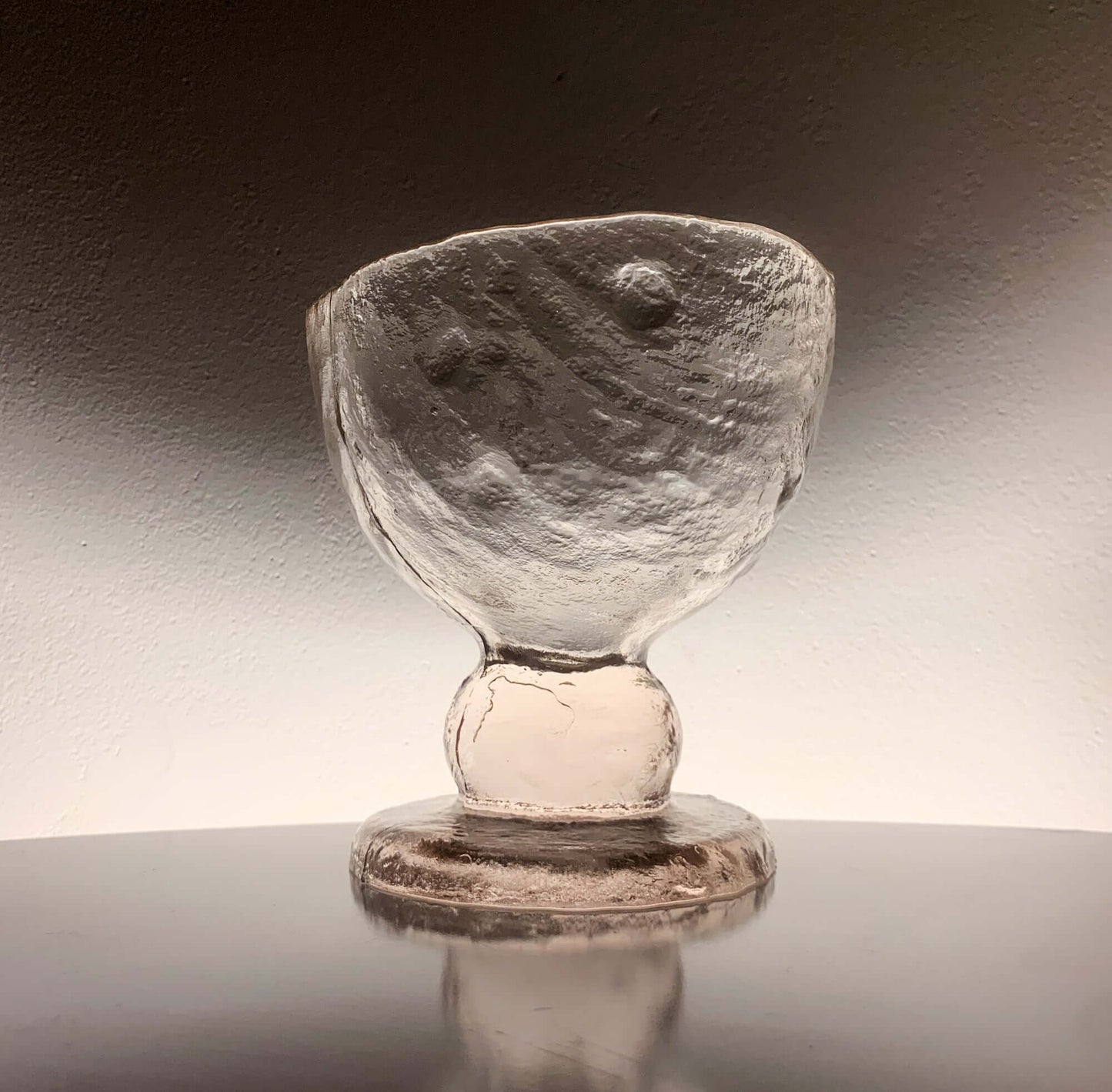 Brutalist Art Glass Vase | Candle Holder Kivi Series, Finland, 1980s