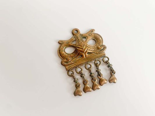 Substantial bronze vintage pendant Two Deers, Kalevala Koru, Finland