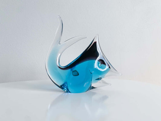 Figurine Fish in Sommerso technique, FM Konstglas, Marcolin, 1960s