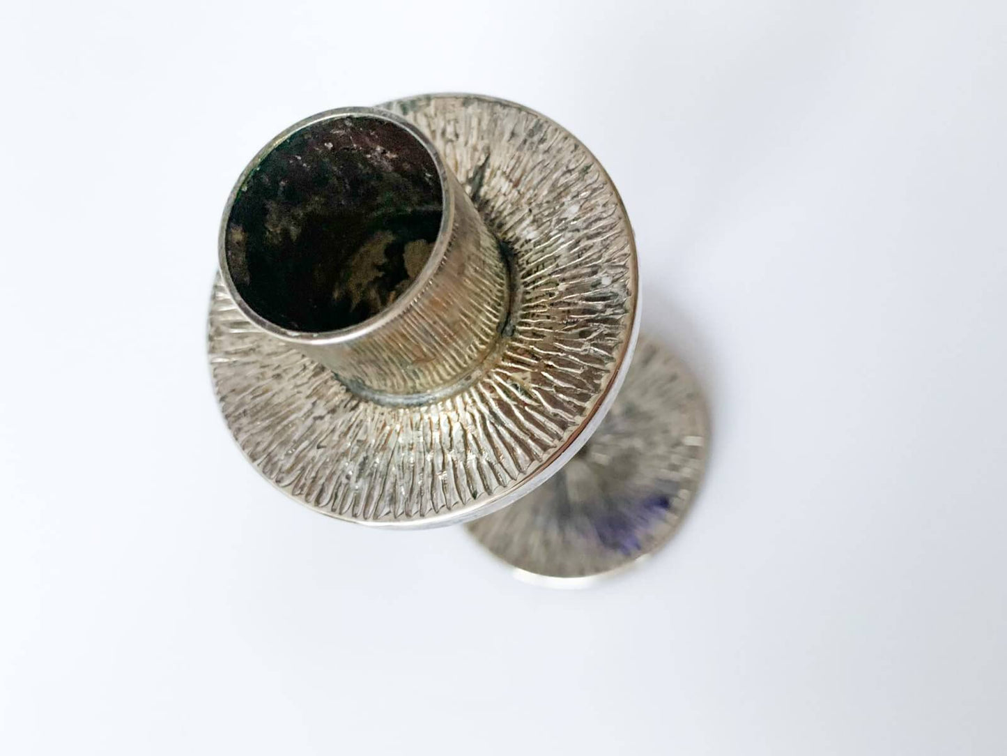 Art Deco Silver-plated Candleholder With Cobalt Glass, Germany 1930s