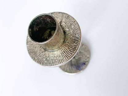 Art Deco Silver-plated Candleholder With Cobalt Glass, Germany 1930s