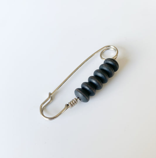 Aarikka Finland | Safety Pin Brooch with Wooden Beads