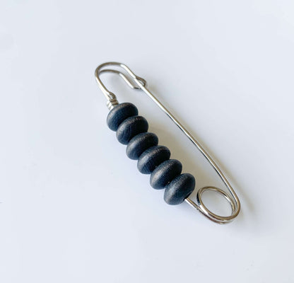 Aarikka Finland | Safety Pin Brooch with Wooden Beads