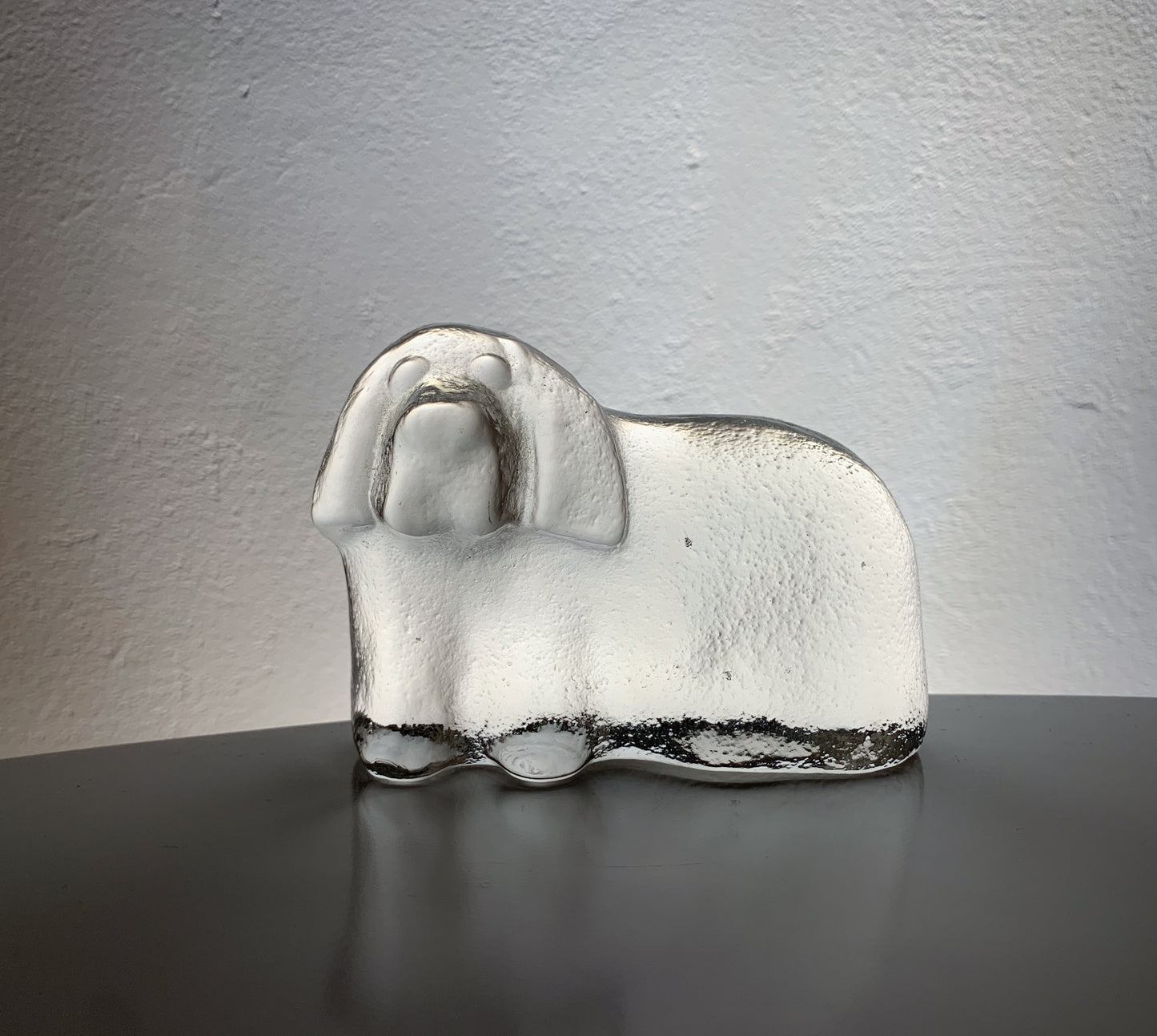 Dog art glass figurine, Muurla Finland