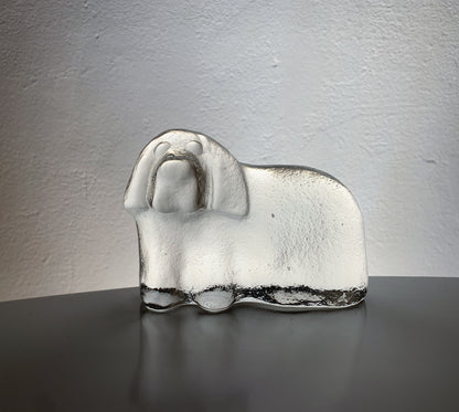 Dog art glass figurine, Muurla Finland