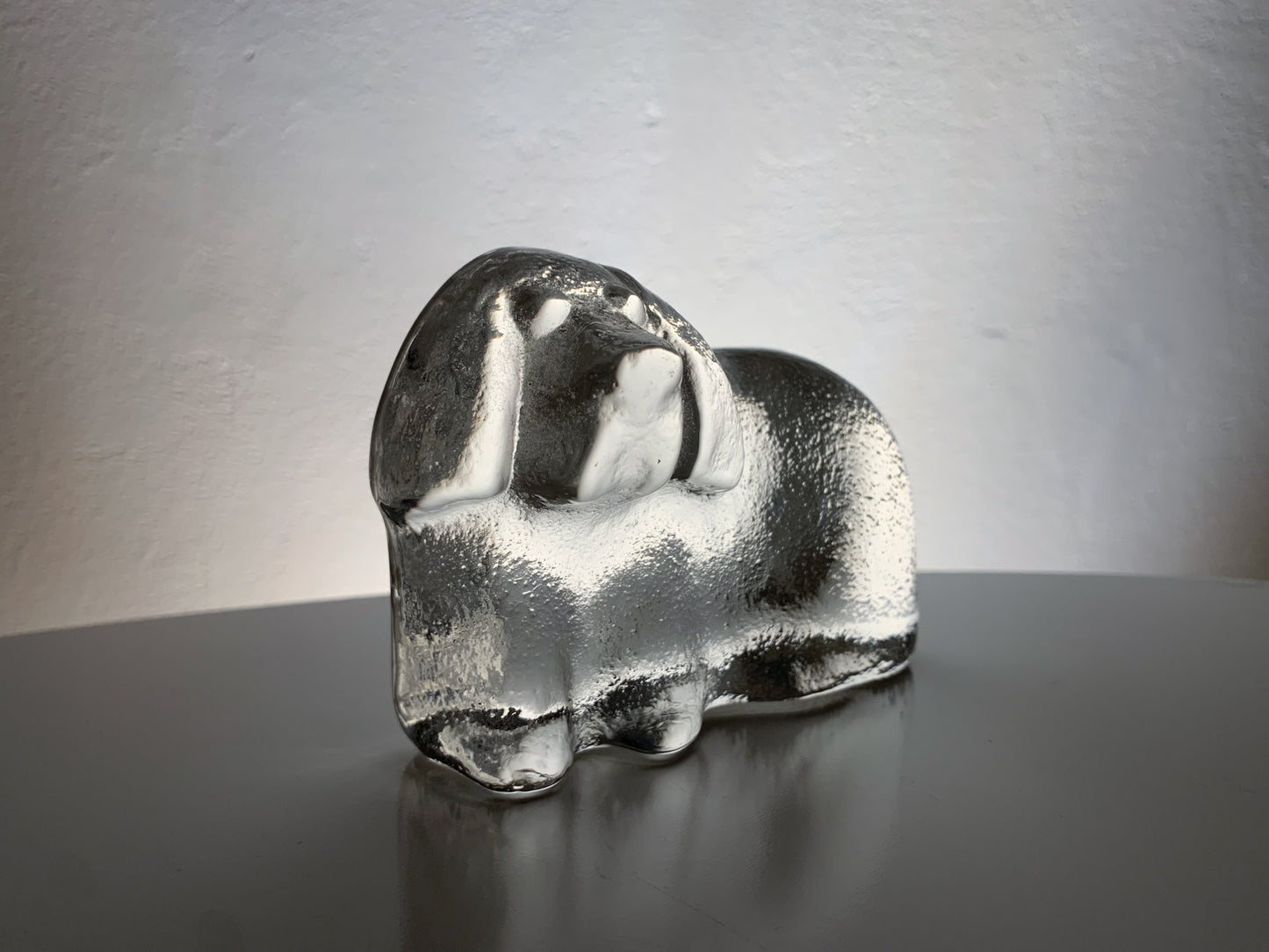 Dog art glass figurine, Muurla Finland